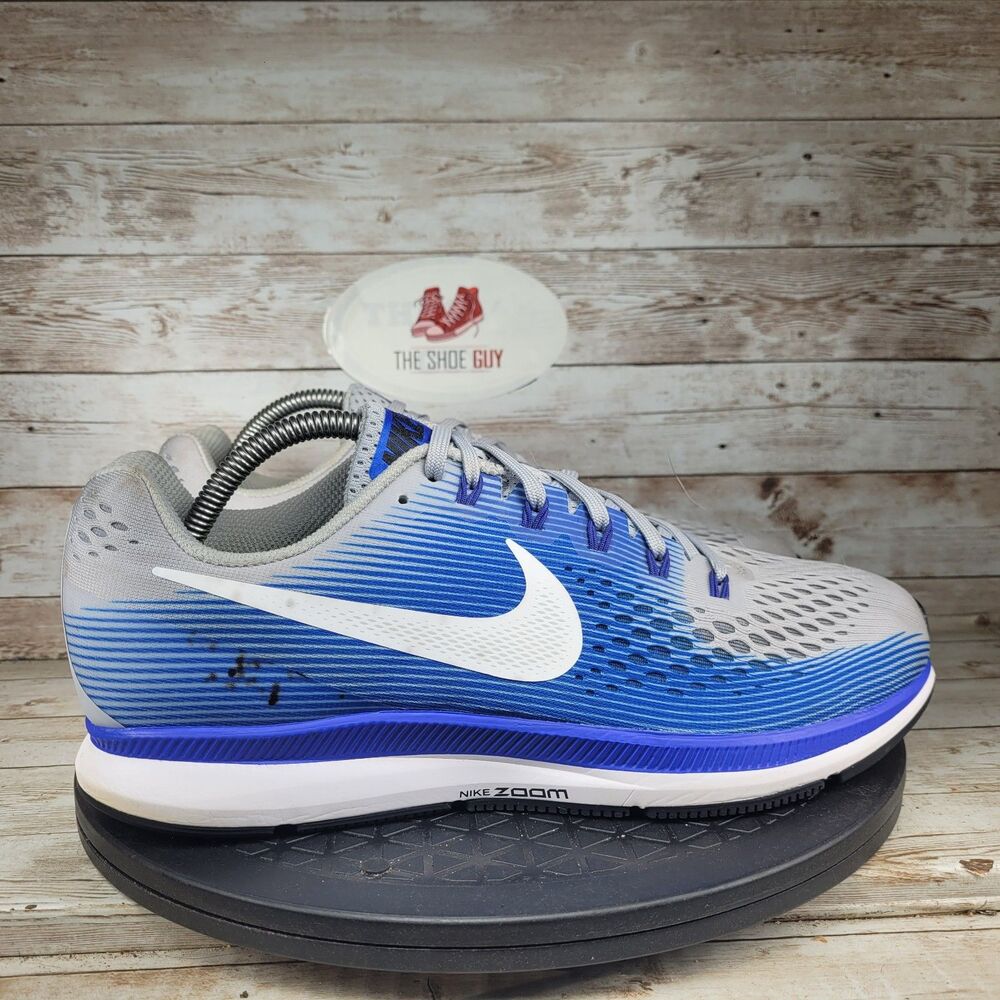 Nike Air Zoom Pegasus 34 Sneakers Men's Size 9.5 Grey Racer Blue Running Shoes